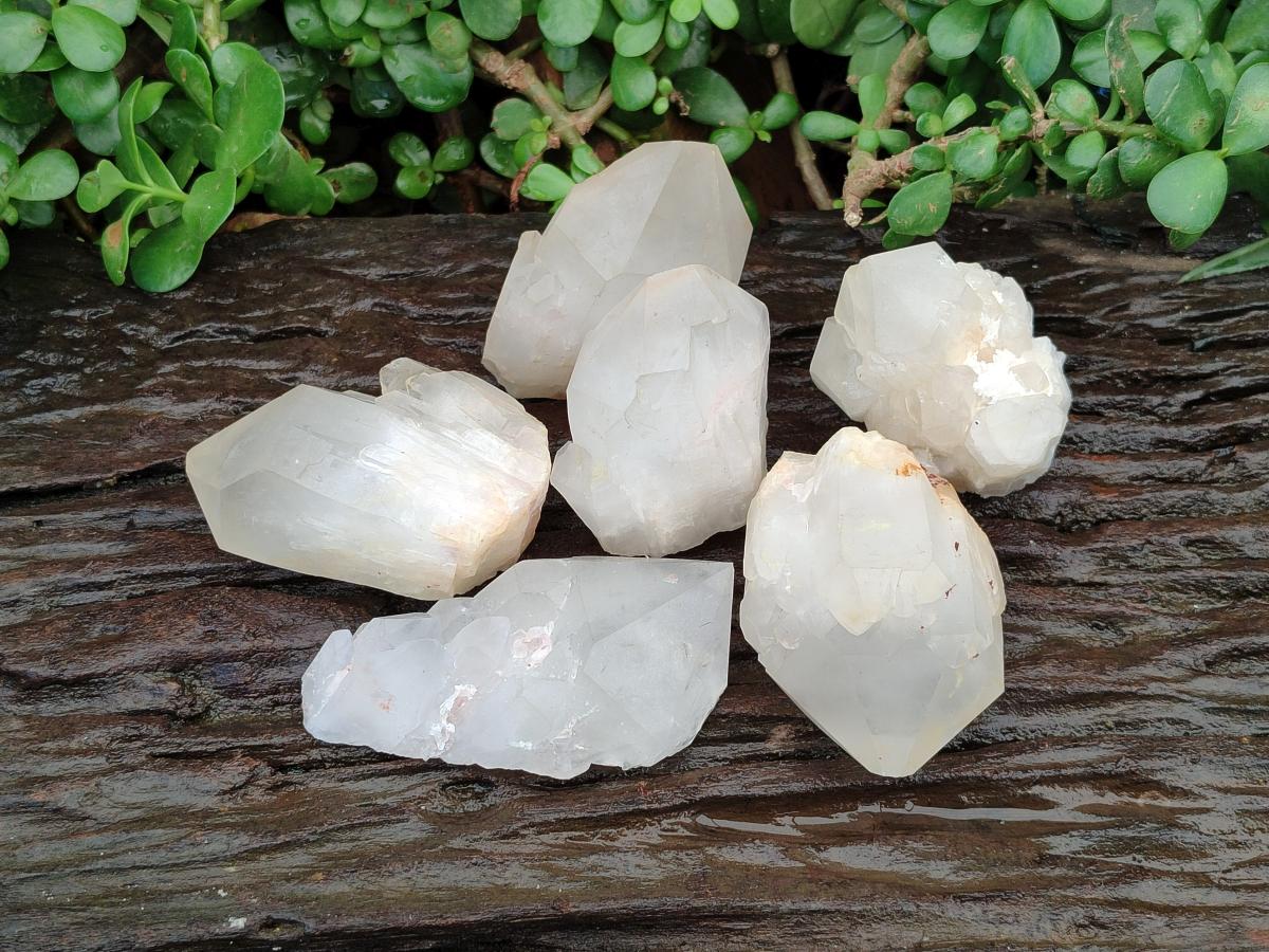 Natural Quartz Crystal Clusters x 6 From Madagascar