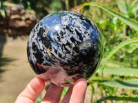 Polished Gabbro 'Merlinite' Spheres x 2 From Madagascar