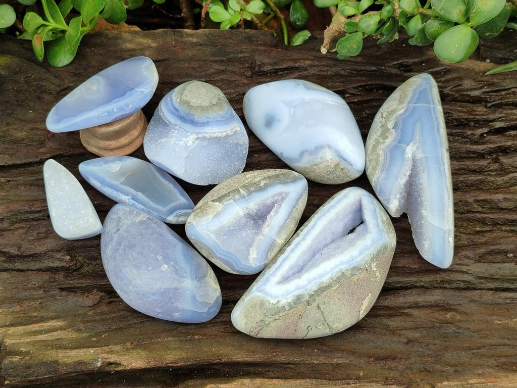 Polished Blue Lace Agate Free Forms x 9 From Nsanje, Malawi