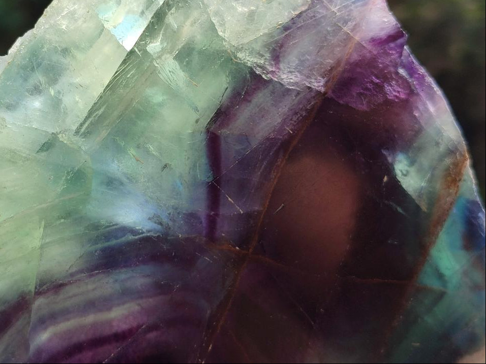 Polished On One Side Watermelon Fluorite Slice x 1 From Uis, Namibia