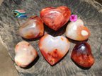 Polished Carnelian Agate Gemstone Hearts x 6 From Madagascar