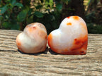 Polished Carnelian Agate Gemstone Hearts x 6 From Madagascar