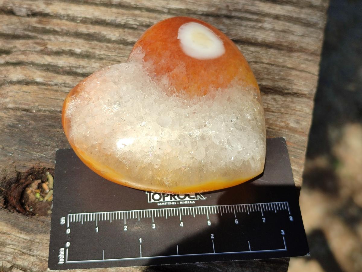 Polished Carnelian Agate Gemstone Hearts x 6 From Madagascar