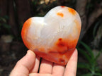 Polished Carnelian Agate Gemstone Hearts x 6 From Madagascar