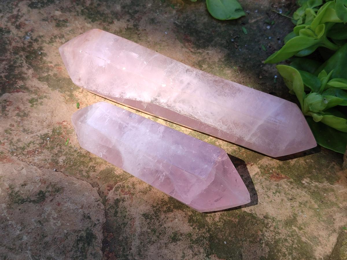 Polished Double Terminated Rose Quartz Crystals x 6 From Madagascar