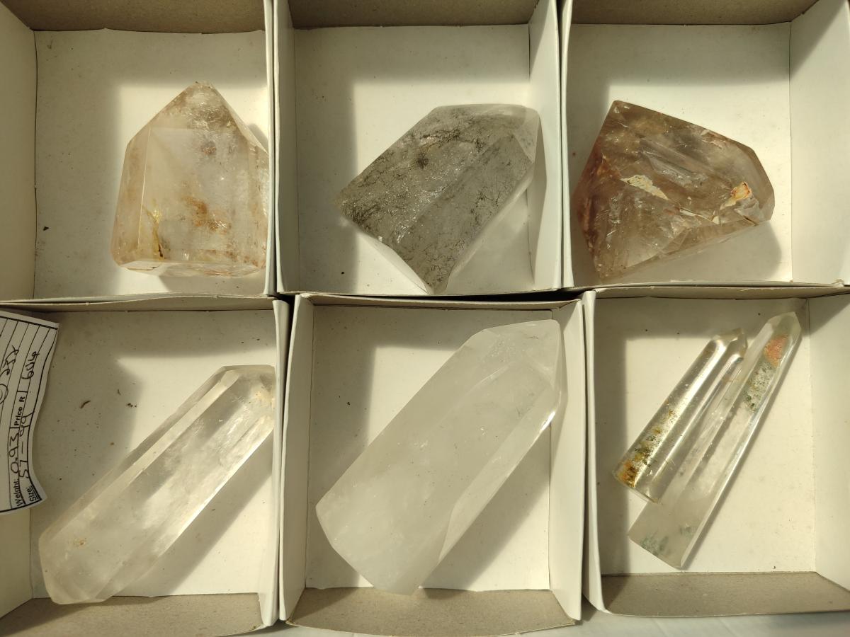 Polished Clear Quartz Crystals With Inclusions x 7 From Madagascar