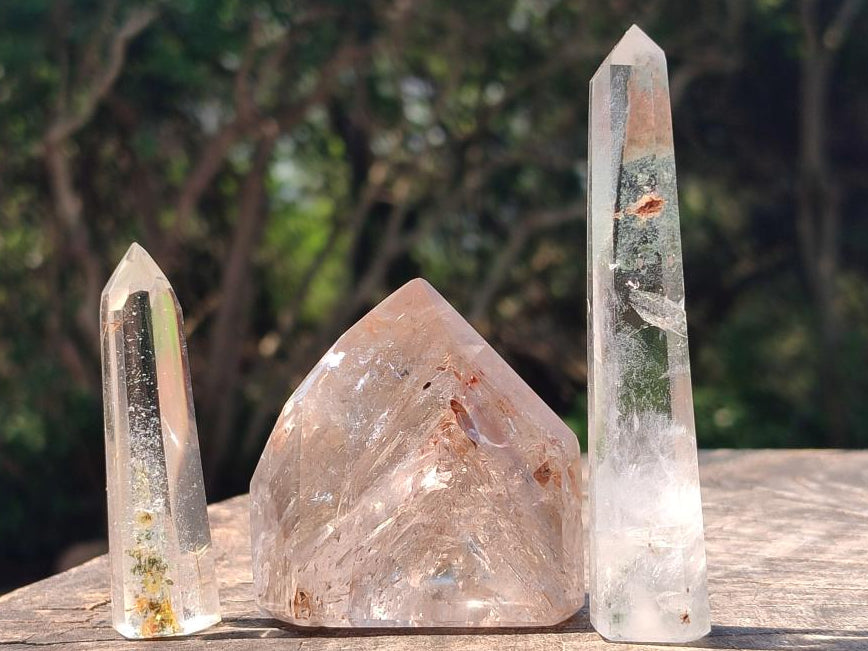 Polished Clear Quartz Crystals With Inclusions x 7 From Madagascar