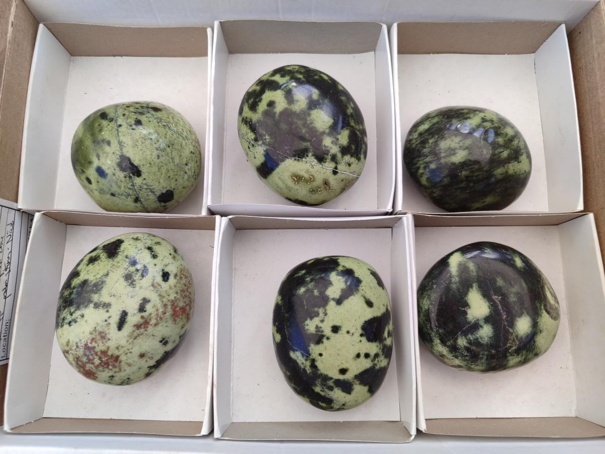 Polished Leopard Stone Palm Stones x 6 From Zimbabwe