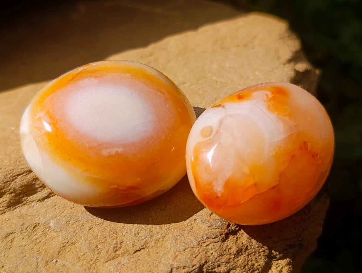 Polished Carnelian Agate Gemstone Galets x 20 From Madagascar