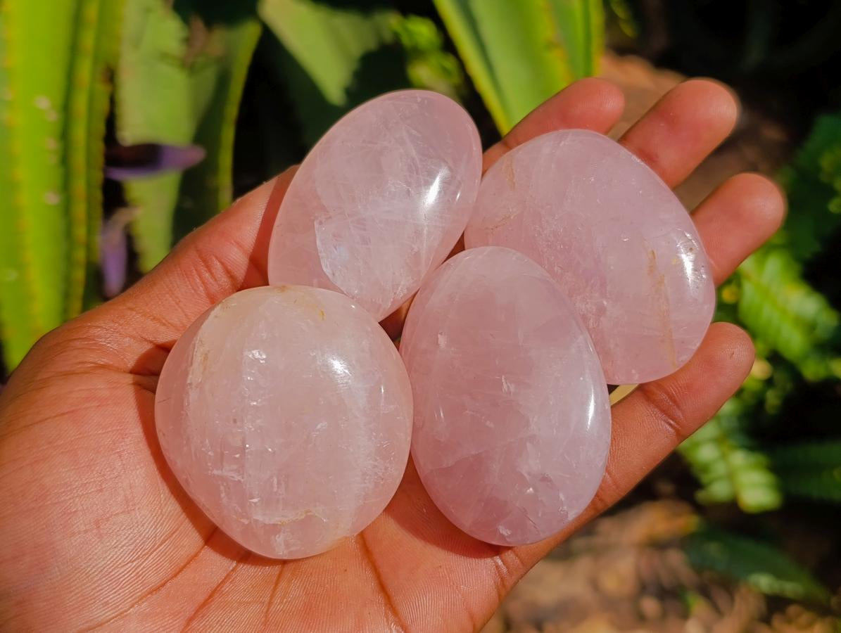 Polished Rose Quartz Palm Stones x 12 From Madagascar