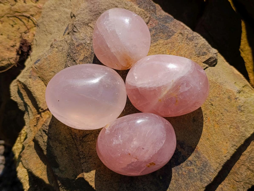 Polished Rose Quartz Palm Stones x 12 From Madagascar