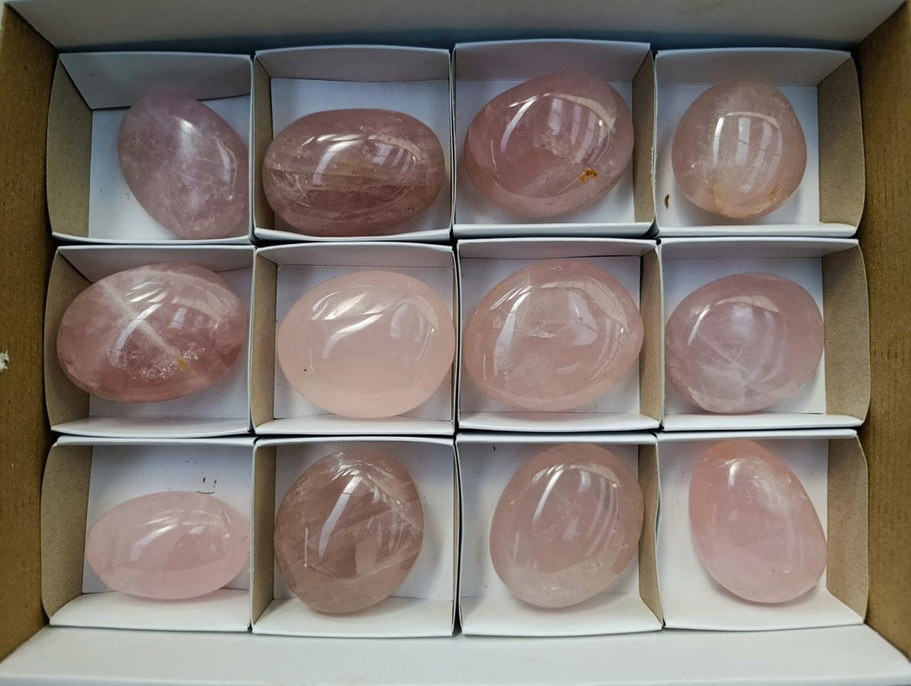 Polished Rose Quartz Palm Stones x 12 From Madagascar