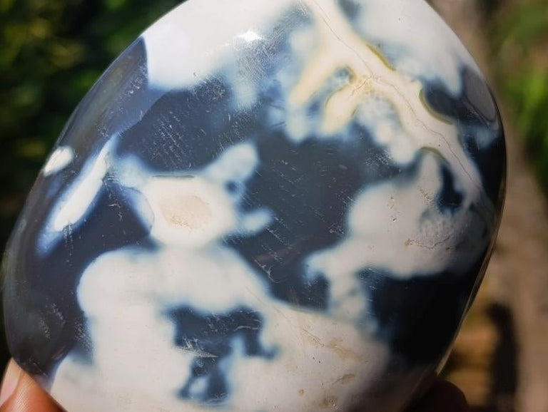 Polished Snow Orca Agate Standing Free Forms x 3 From Madagascar