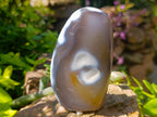 Polished Snow Orca Agate Standing Free Forms x 3 From Madagascar
