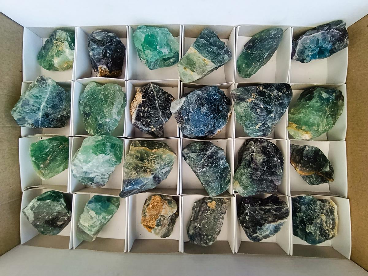 Natural Watermelon Fluorite Cobbed Specimens x 24 From Uis, Namibia
