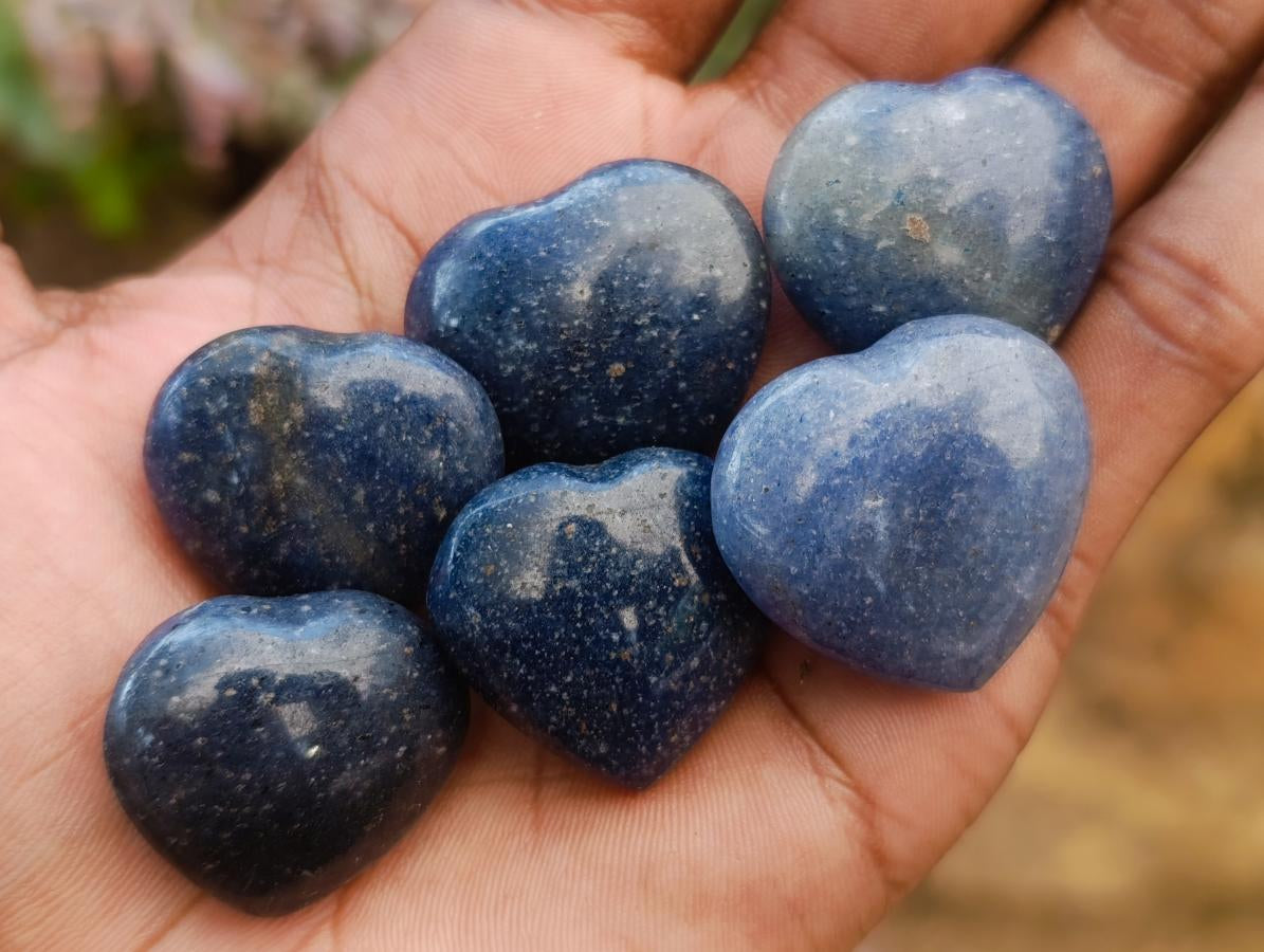 Polished Lazulite Hearts x 35 From Madagascar