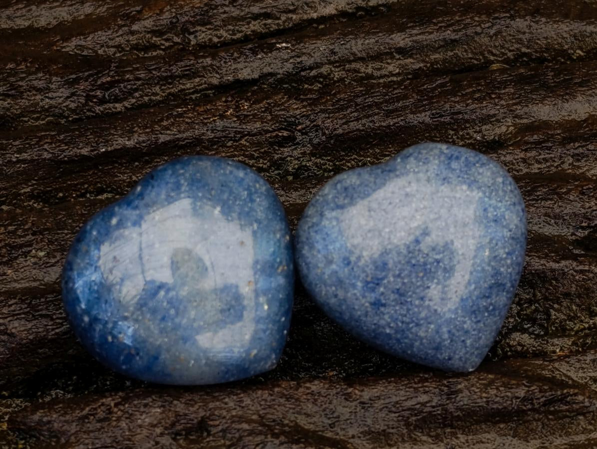 Polished Lazulite Hearts x 35 From Madagascar