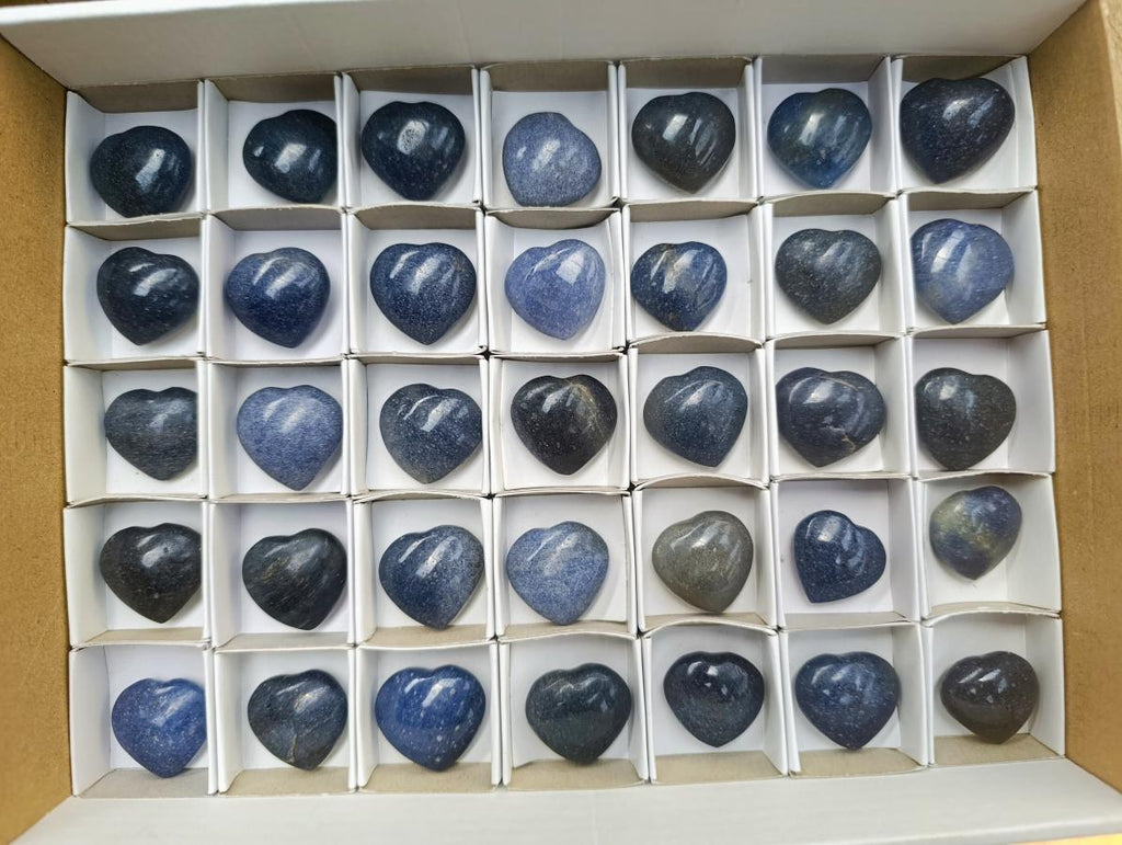 Polished Lazulite Hearts x 35 From Madagascar