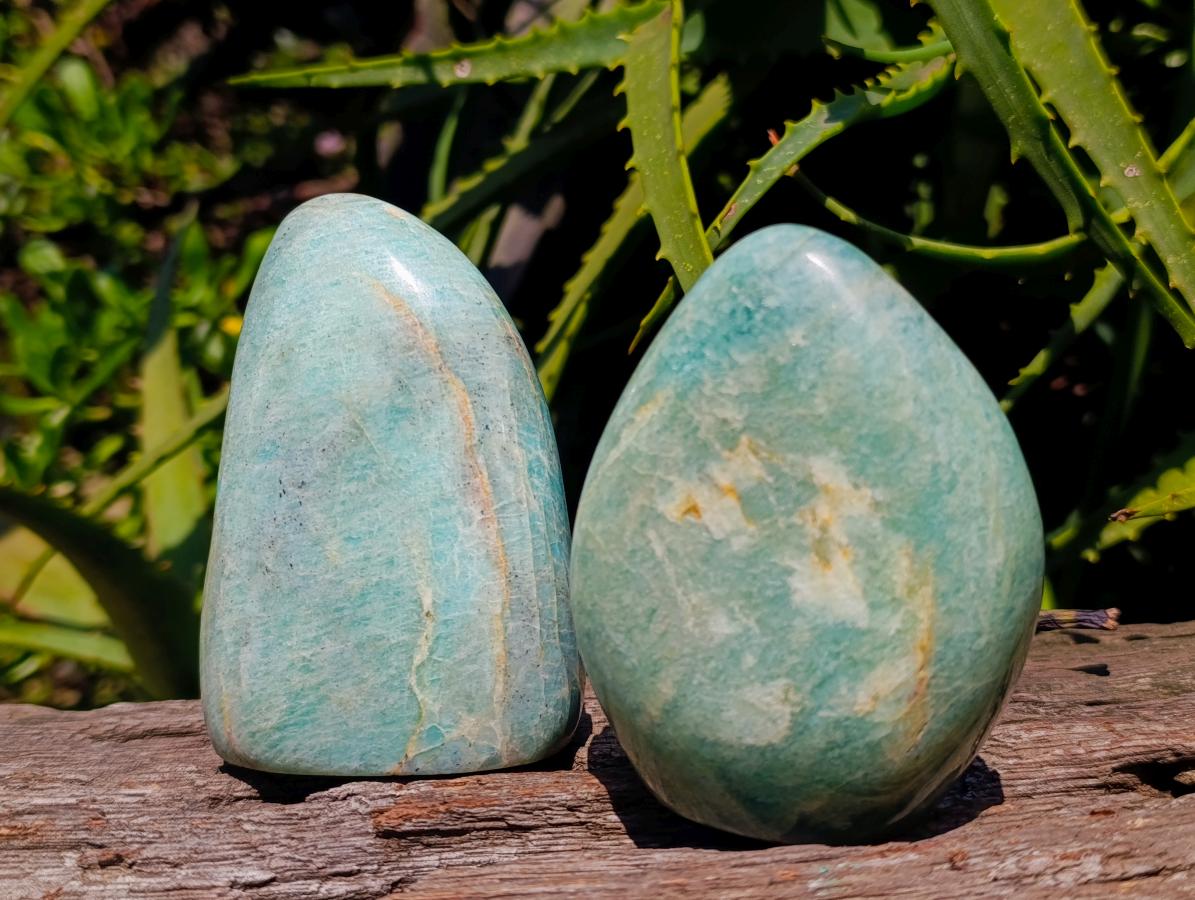 Polished Amazonite Standing Free Forms x 3 From Madagascar
