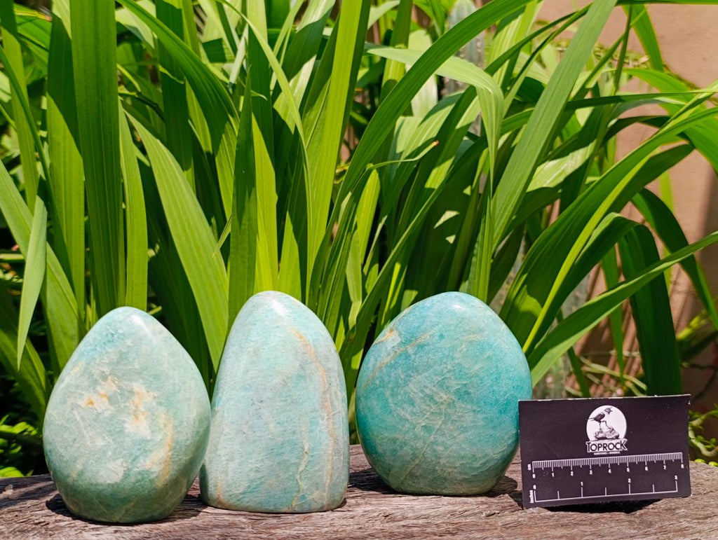 Polished Amazonite Standing Free Forms x 3 From Madagascar