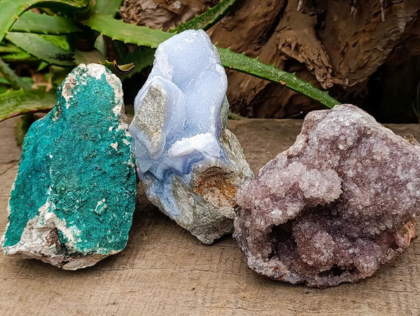 Natural Multi Mineral Specimens x 3 From Southern Africa