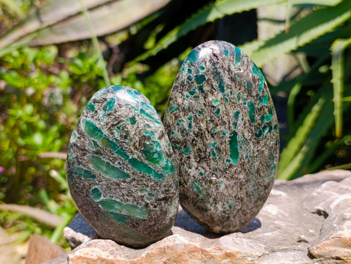 Polished Emerald Mica 'Mutokolite' Free Forms x 6 From Mutoko, Zimbabwe