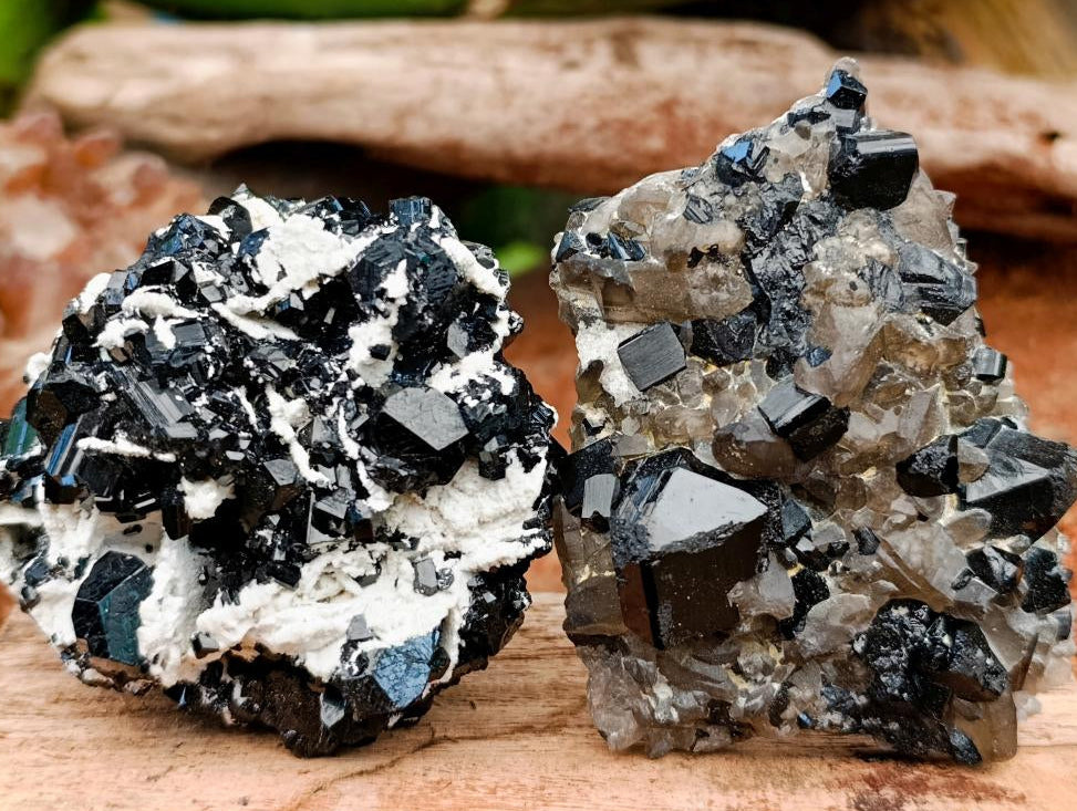 Natural Schorl Black Tourmaline Specimens x 6 From Erongo, Namibia
