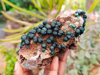 Natural Silky Ball Malachite and Drusy Quartz On Dolomite Matrix Specimens x 2 From Mindingi Mine, Kambove, Congo