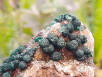 Natural Silky Ball Malachite and Drusy Quartz On Dolomite Matrix Specimens x 2 From Mindingi Mine, Kambove, Congo
