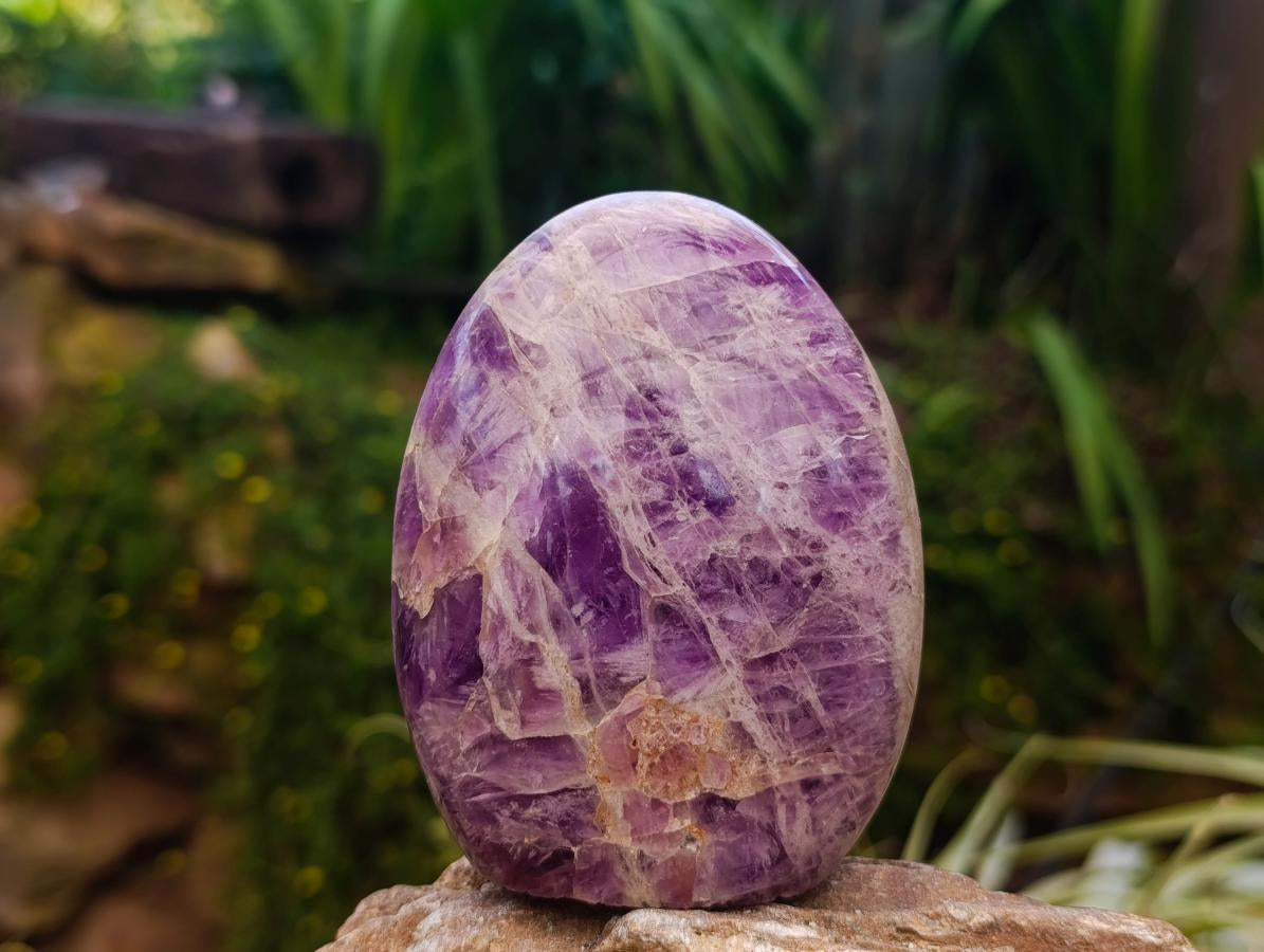 Polished Purple Chevron Amethyst Standing Free Form x 6 From Madagascar