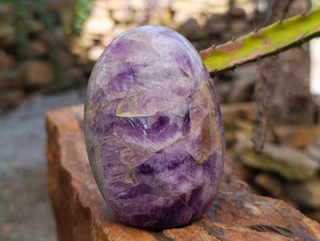 Polished Purple Chevron Amethyst Standing Free Form x 6 From Madagascar