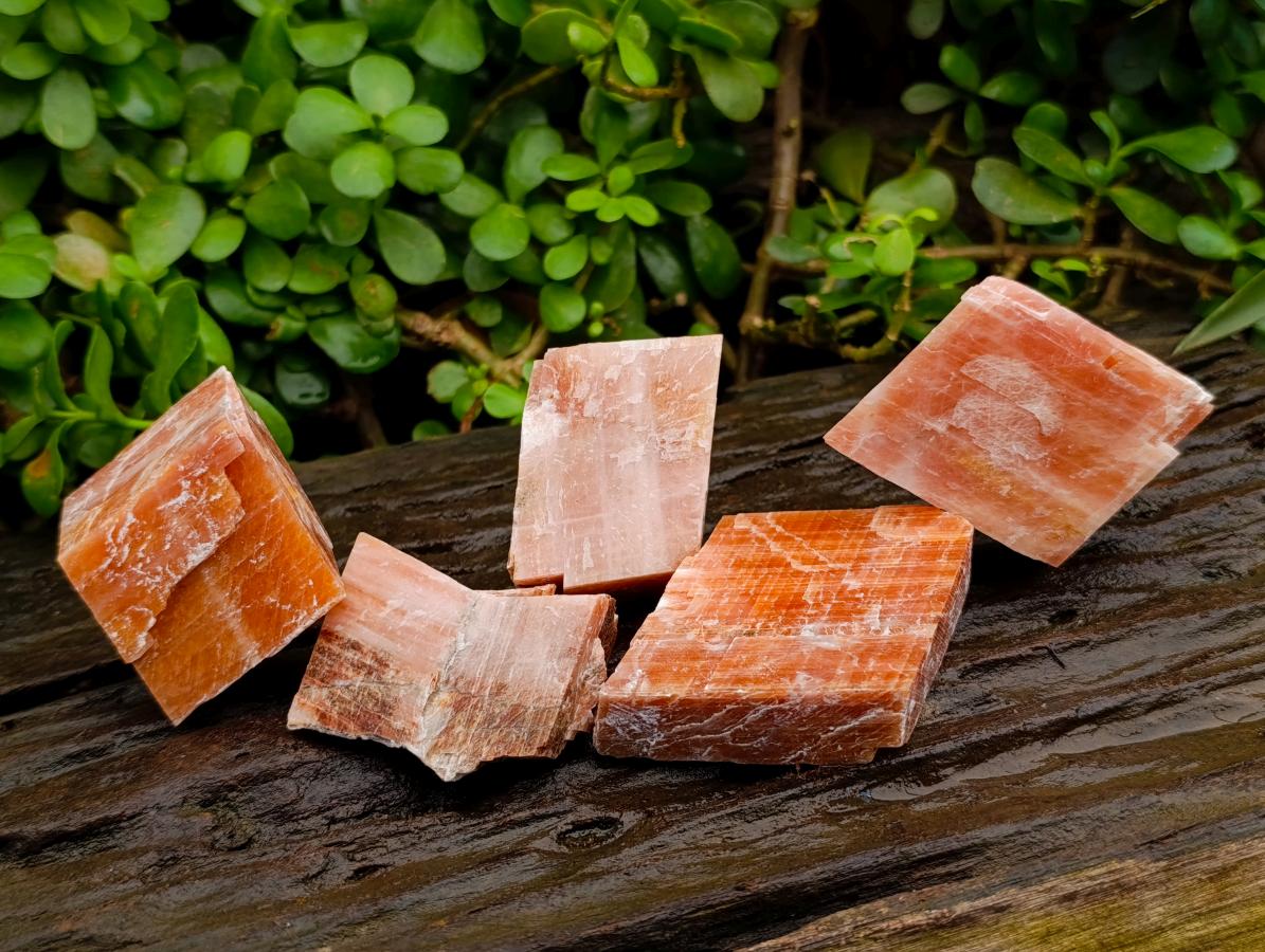 Natural Sunset Orange Calcite Specimens x 12 From Spitzkop, Namibia