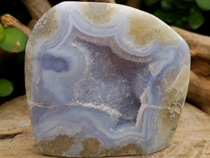 Polished Blue Lace Agate Standing Free Forms x 3 From Nsanje, Malawi