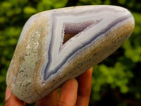 Polished Blue Lace Agate Standing Free Forms x 3 From Nsanje, Malawi