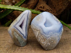 Polished Blue Lace Agate Standing Free Forms x 3 From Nsanje, Malawi
