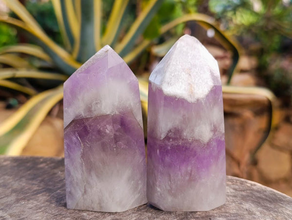 Polished Chevron Amethyst Points x 6 From Madagascar