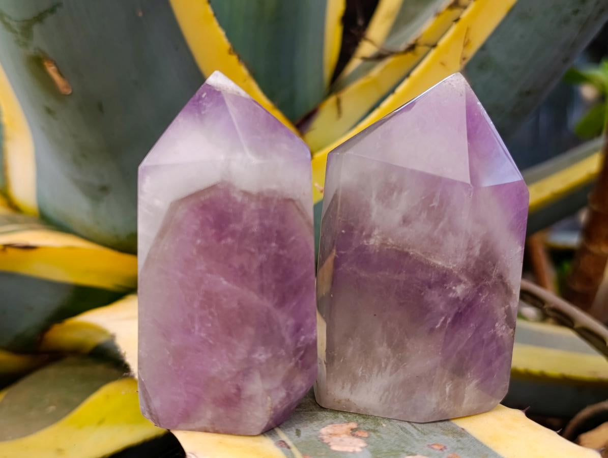 Polished Chevron Amethyst Points x 6 From Madagascar