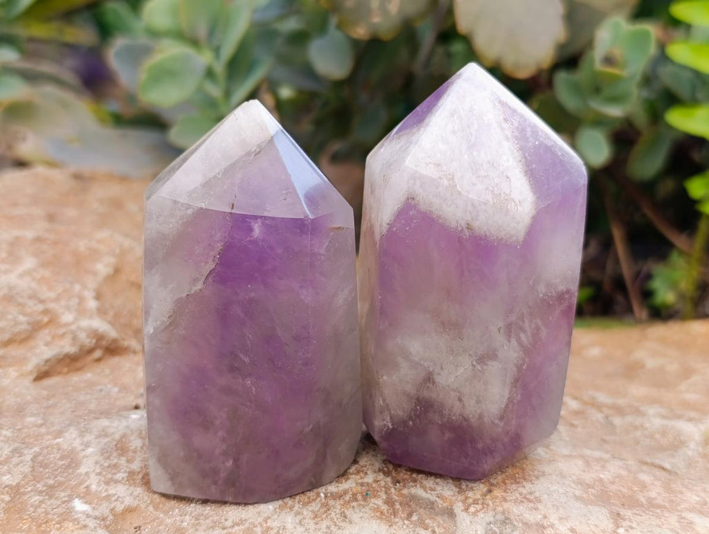 Polished Chevron Amethyst Points x 6 From Madagascar