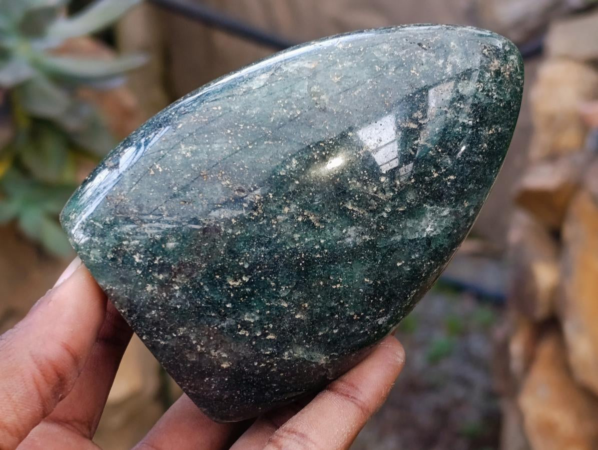 Polished Fuchsite Quartz Standing Free Forms x 3 From Andakatany, Madagascar