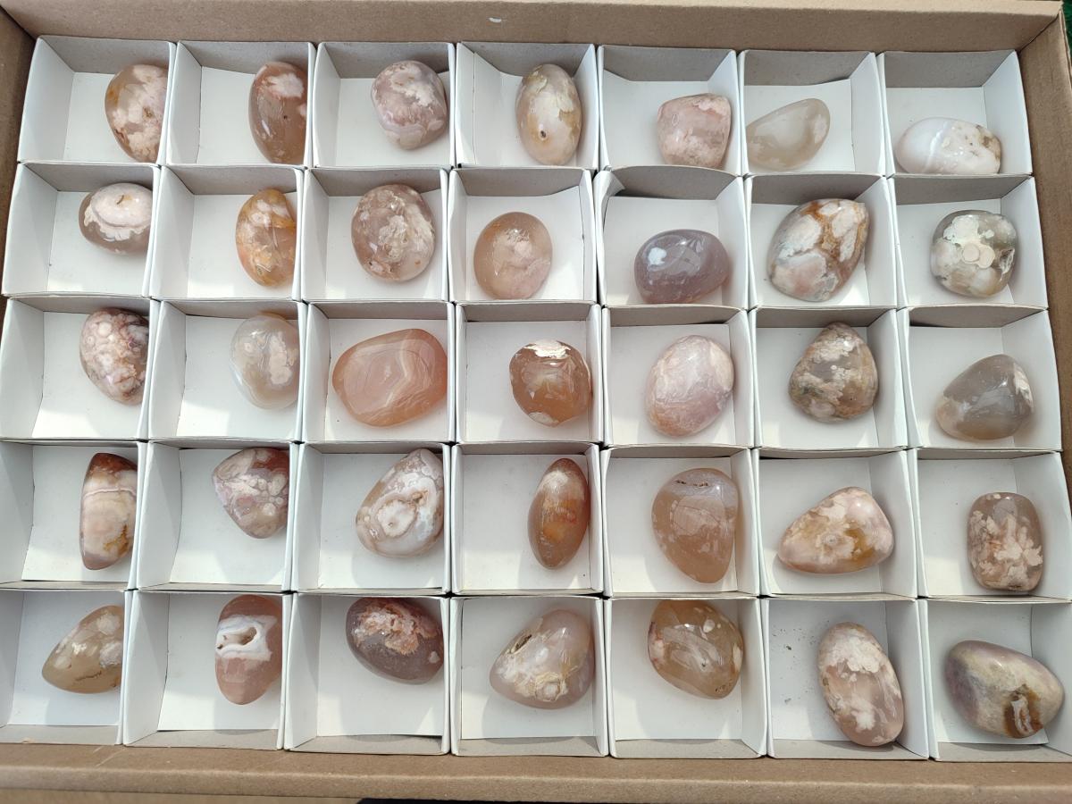 Polished Flower Agate Standing Free Forms x 35 From Antsahalova, Madagascar - Toprock Gemstones and Minerals 