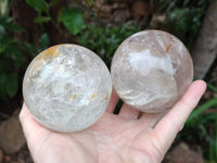 Polished Clear Quartz Crystal Balls x 3 From Madagascar