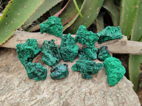 Natural Silky Malachite Specimens x 12 From Kasompe, Congo