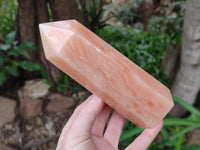 Polished Orange Twist Calcite Points x 3 From Maevantanana, Madagascar