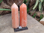 Polished Orange Twist Calcite Points x 3 From Maevantanana, Madagascar