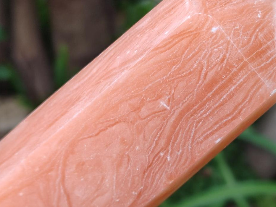Polished Orange Twist Calcite Points x 3 From Maevantanana, Madagascar