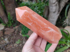 Polished Orange Twist Calcite Points x 3 From Maevantanana, Madagascar