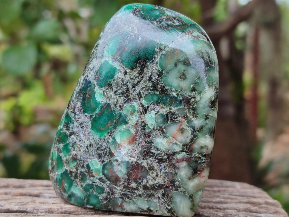 Polished Emerald Mica 'Mutokolite' Standing Free Forms x 4 From Mutoko, Zimbabwe