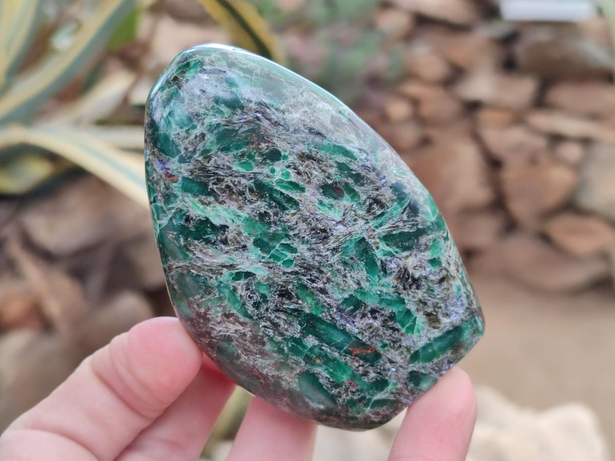 Polished Emerald Mica 'Mutokolite' Standing Free Forms x 4 From Mutoko, Zimbabwe