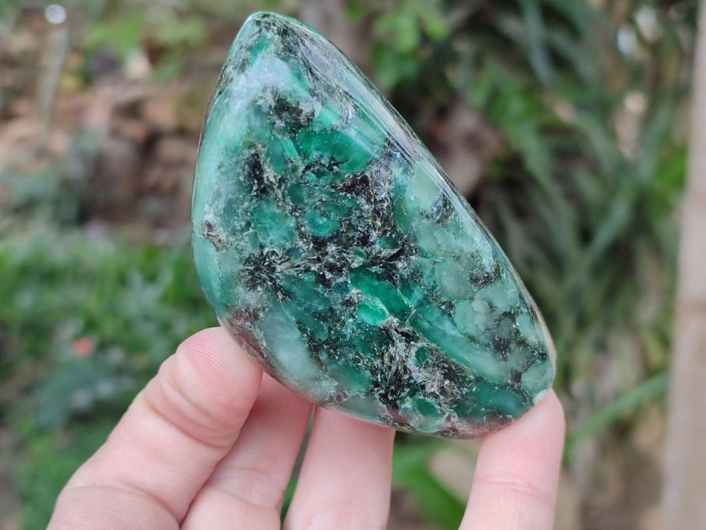 Polished Emerald Mica 'Mutokolite' Standing Free Forms x 4 From Mutoko, Zimbabwe