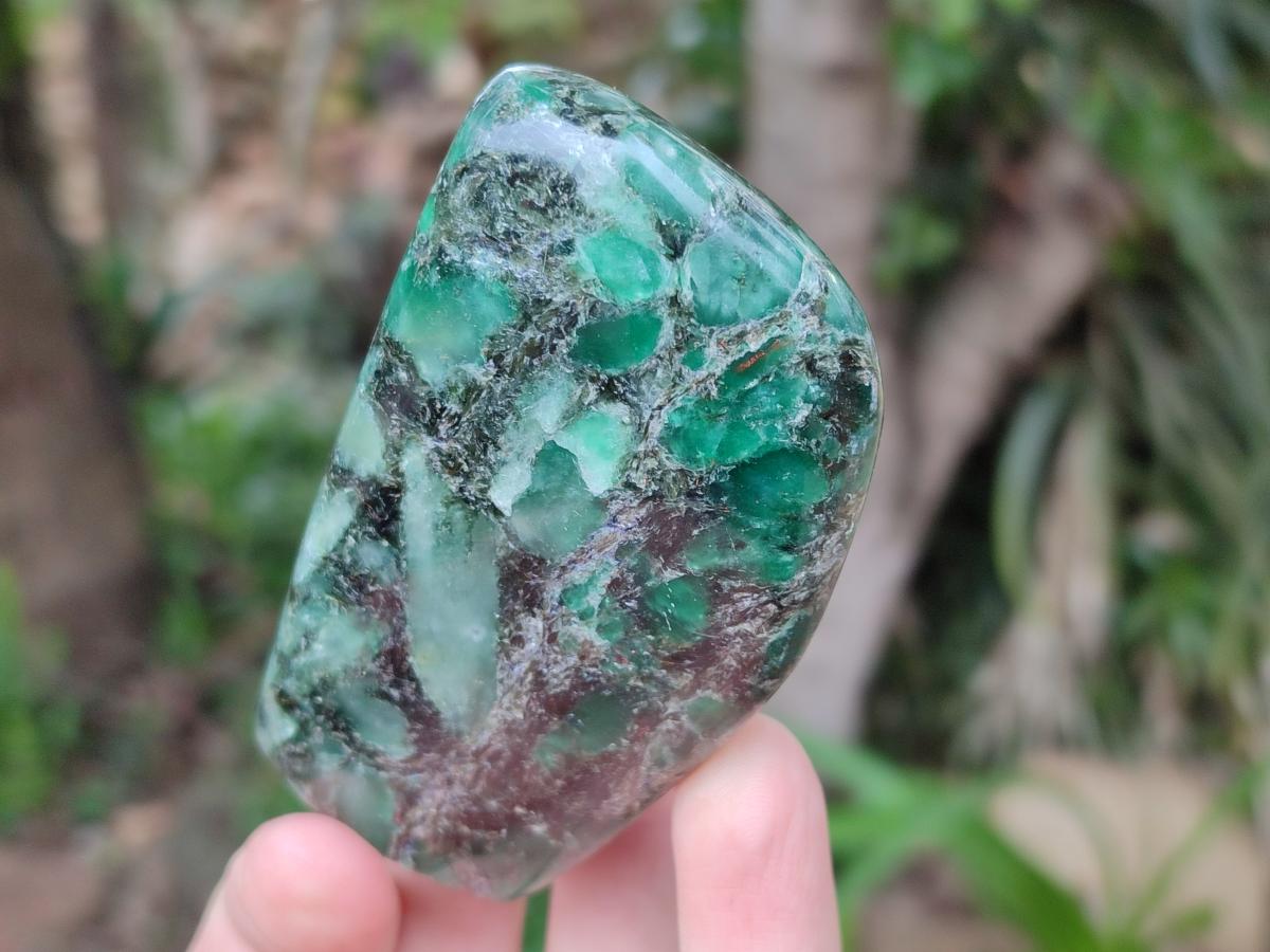 Polished Emerald Mica 'Mutokolite' Standing Free Forms x 4 From Mutoko, Zimbabwe